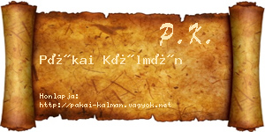 Pákai Kálmán névjegykártya