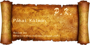 Pákai Kálmán névjegykártya